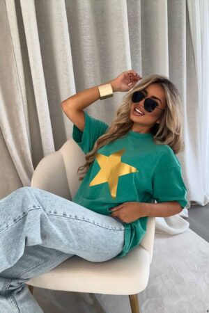 Dekatyzowany t-shirt STAR - zielony