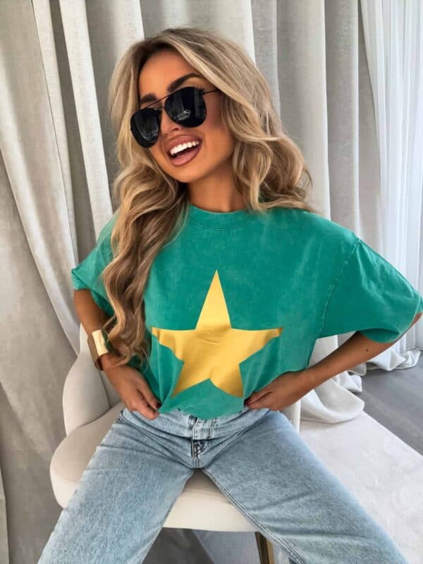 Dekatyzowany t-shirt STAR - zielony