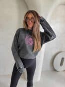 Dekatyzowana bluza QUEEN - czarna
