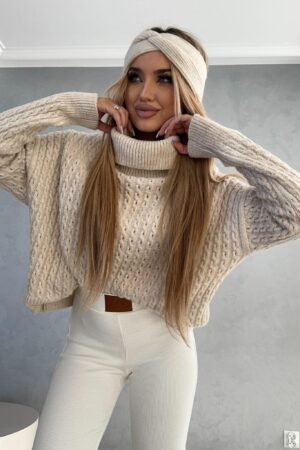 Sweter golf INKO - jasny beż