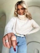 Sweter golf INKO - jasny beż