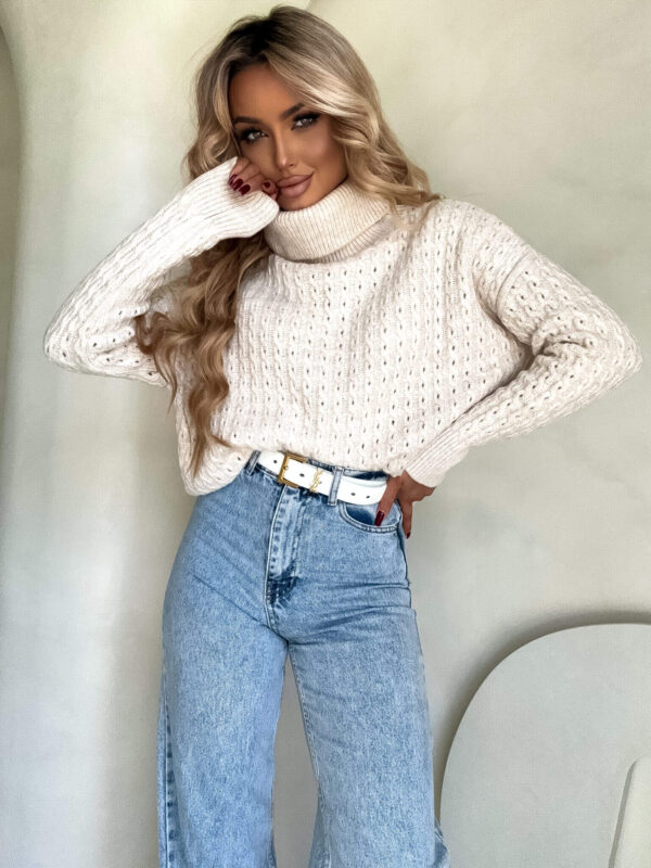 Sweter golf INKO - jasny beż