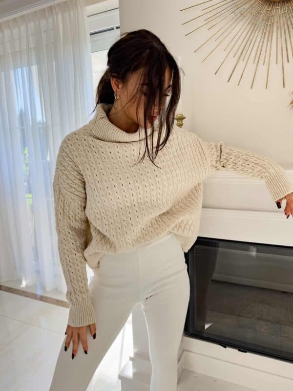 Sweter golf INKO - jasny beż