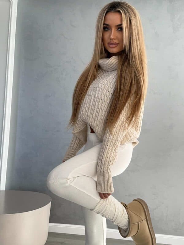 Sweter golf INKO - jasny beż