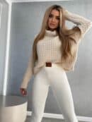 Sweter golf INKO - jasny beż