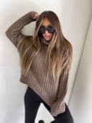 Sweter golf INKO - czekoladowy