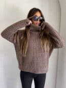 Sweter golf INKO - czekoladowy