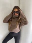 Sweter golf INKO - czekoladowy