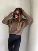 Sweter golf INKO - czekoladowy