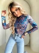 Bluzka SKIN print pantera – blue