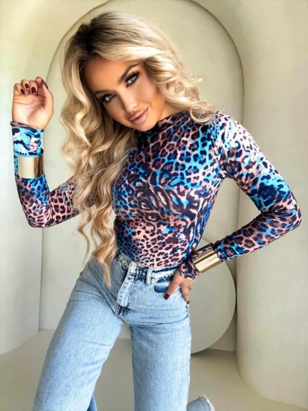 Bluzka SKIN print pantera – blue