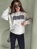 Dekatyzowana bluza KORONKA - jasny beż