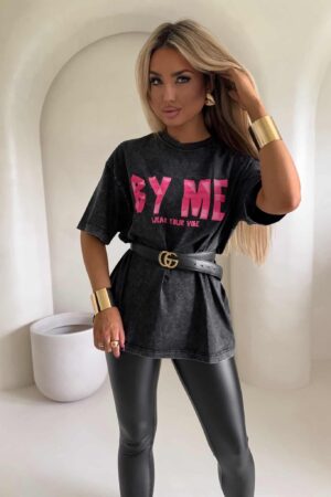 Dekatyzowany t-shirt BALEN - czarny