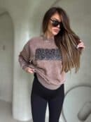 Dekatyzowana bluza KORONKA - ciemny beż