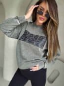 Dekatyzowana bluza KORONKA - khaki