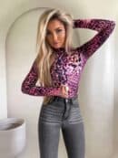 Bluzka SKIN print pantera – pink