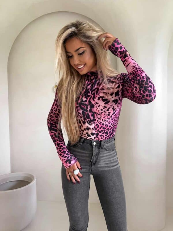 Bluzka SKIN print pantera – pink