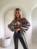 Bluzka LISBONA zebra - czarno-beżowa