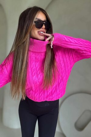 Sweter golf INKO - mocny róż