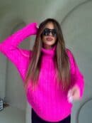 Sweter golf INKO - mocny róż