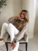 Sweter golf LAVER - beżowy