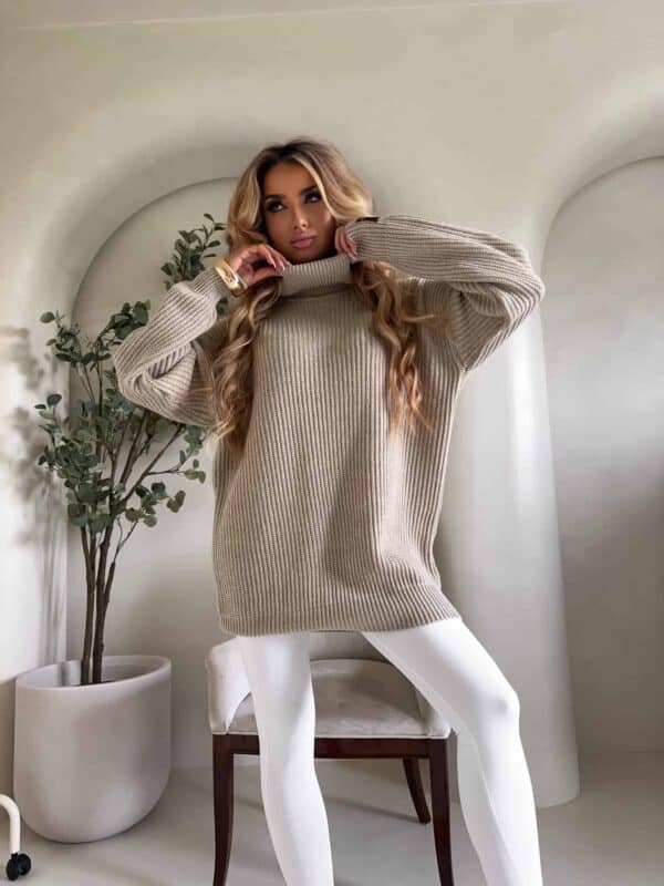 Sweter golf LAVER - beżowy