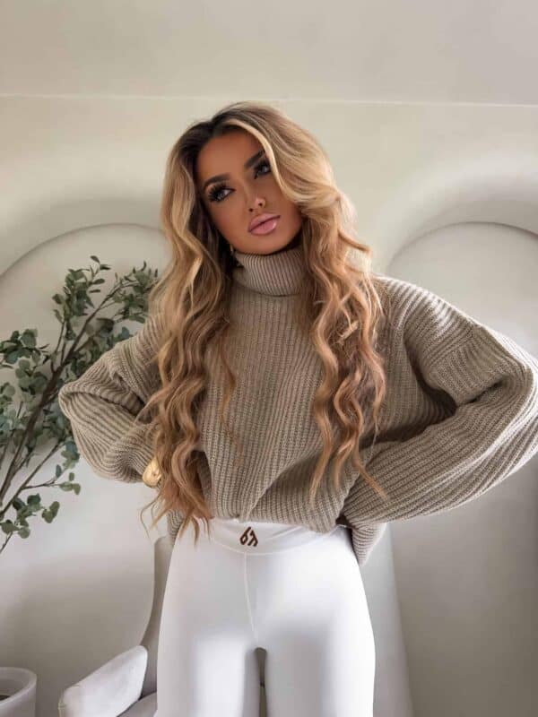 Sweter golf LAVER - beżowy