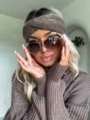 Sweter golf LAVER - mleczna czekolada