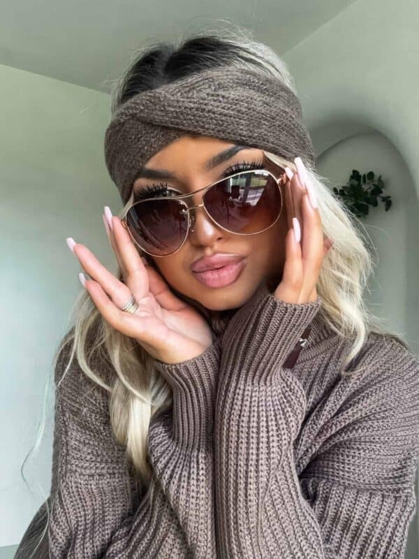 Sweter golf LAVER - mleczna czekolada