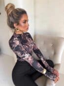 Bluzka SKIN print pantera – czarno-beżowa Bluzka SKIN print pantera – czarno-beżowa