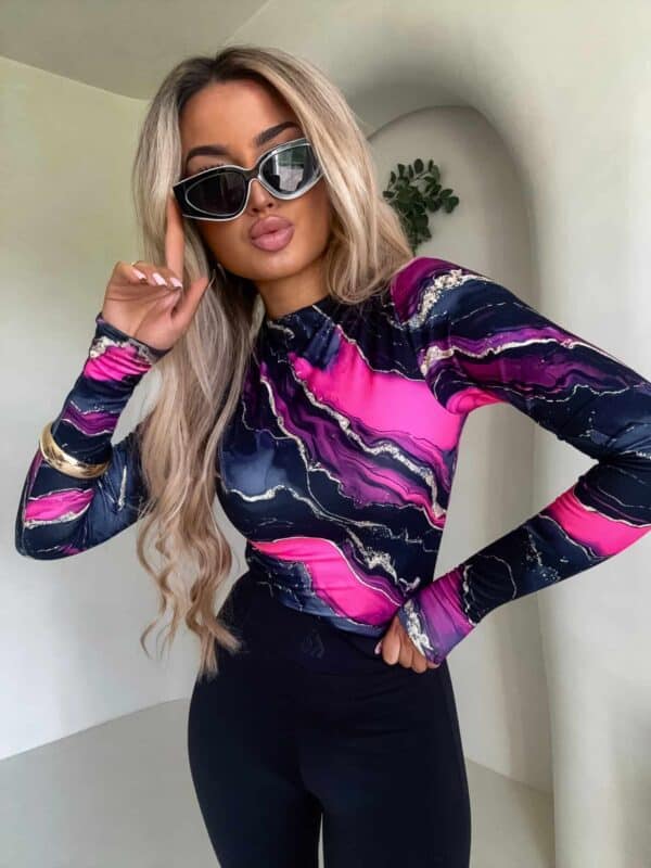 Bluzka SKIN MARMUREK – czarno-różowy