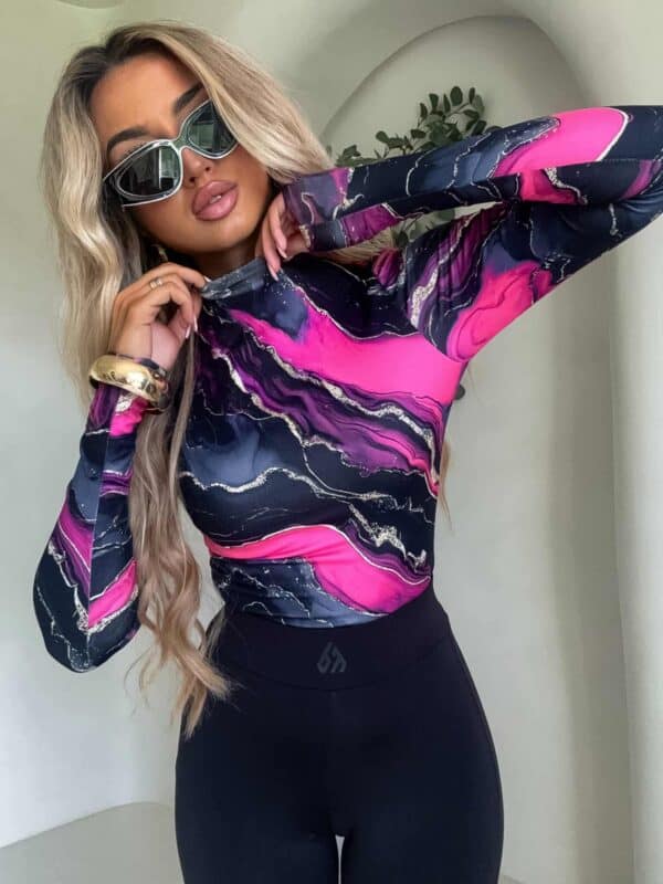 Bluzka SKIN MARMUREK – czarno-różowy