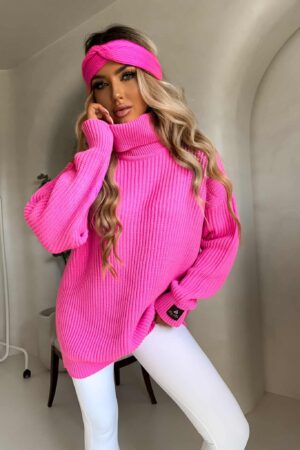 Sweter golf LAVER - barbi róż