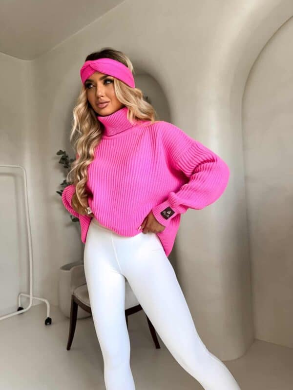 Sweter golf LAVER - barbi róż