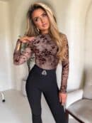 Bluzka SKIN IV transparent print las – czekoladowa Bluzka SKIN IV transparent print las – czekoladowa