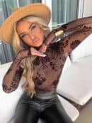 Bluzka SKIN transparent print flock – czekoladowa