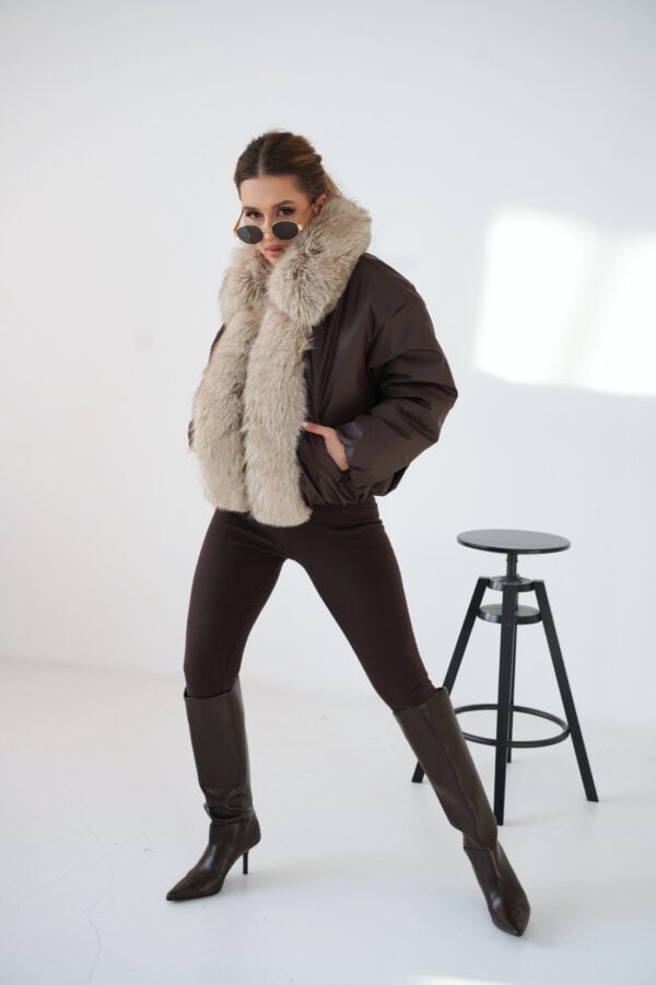 Kurtka damska BG Luxury | gorzka czekolada Kurtka damska BG Luxury | gorzka czekolada