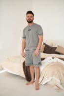 Komplet piżama męska BG Nightmare | szary melanż