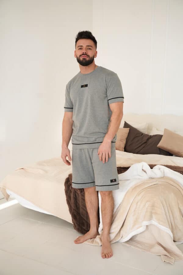 Komplet piżama męska BG Nightmare | szary melanż