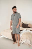 Komplet piżama męska BG Nightmare | szary melanż