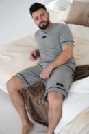 Komplet piżama męska BG Nightmare | szary melanż