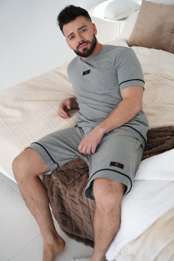 Komplet piżama męska BG Nightmare | szary melanż