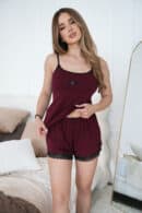 Komplet piżama damska BG Nap | bordo