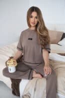 Komplet piżama damska BG Sleepy | cappuccino