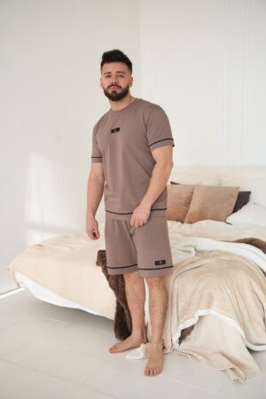 Komplet piżama męska BG Nightmare | cappuccino
