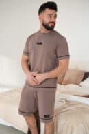 Komplet piżama męska BG Nightmare | cappuccino