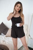 Komplet piżama damska BG Nap | gorzka czekolada