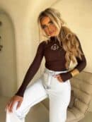 Bluzka SKIN MEDIOLAN – czekoladowa Bluzka SKIN MEDIOLAN – czekoladowa