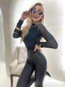 Bluzka SKIN transparent print pantera – zieleń