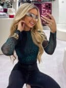 Bluzka SKIN transparent print pantera – zieleń